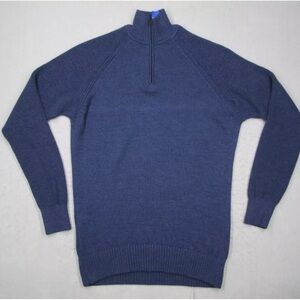 Kit Ace Sweater Mens Large Blue Chunky Quarter Zip Merino Pullover Casual Work